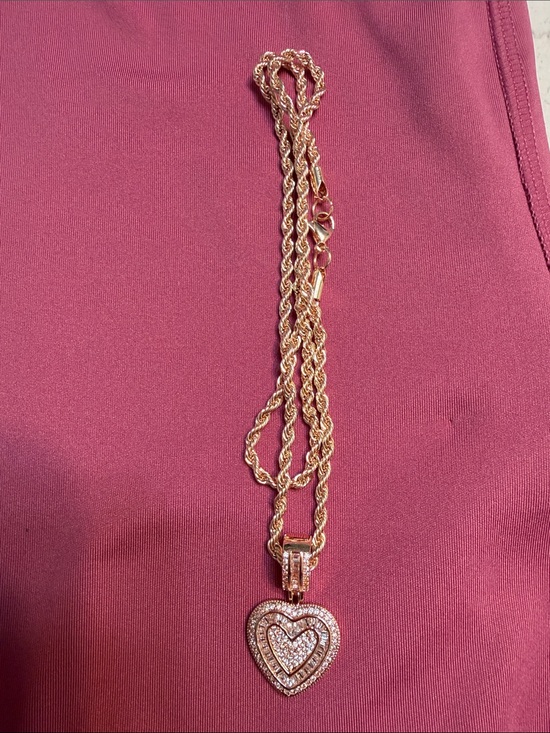 Lebijoulab Jewelry - Rose Gold Heart Pendant Necklace with Sparkling Crystals